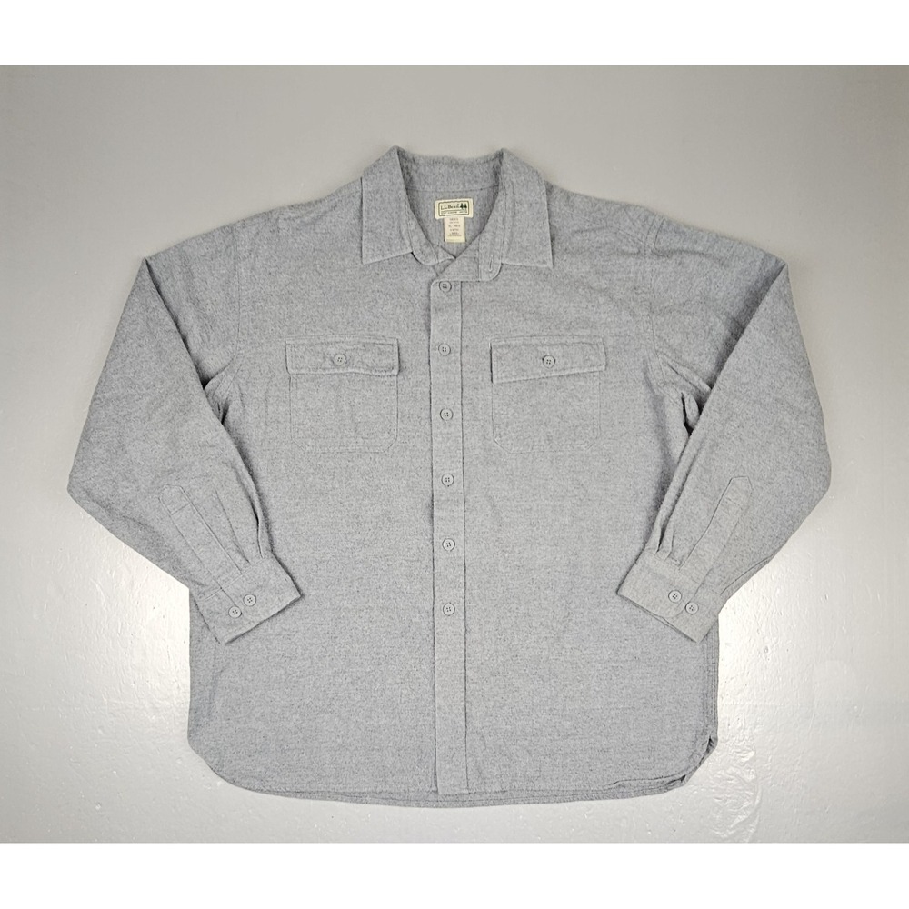 LL Bean Heavy Flannel Shirt Mens XL. Vintage Gray Longsleeve Outdoor